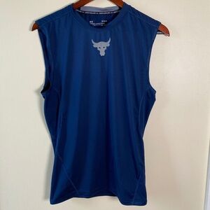 Under Armour Mens "ROCK" Athletic Tight Fitted Sleeveless Tank-Top Size L Blue